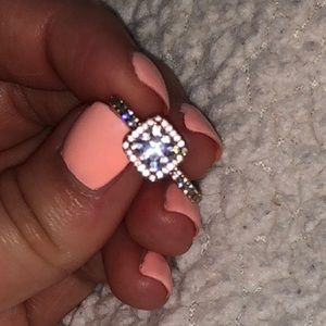 Pandora Square Sparkle Halo Ring - Rose Gold